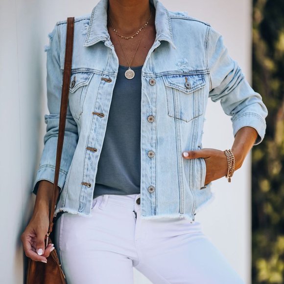 light distressed denim jacket